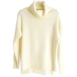 New Ivory Chunky Knit Hi-Lo Cowl Neck Sweater Cozy Soft Pullover Size Small